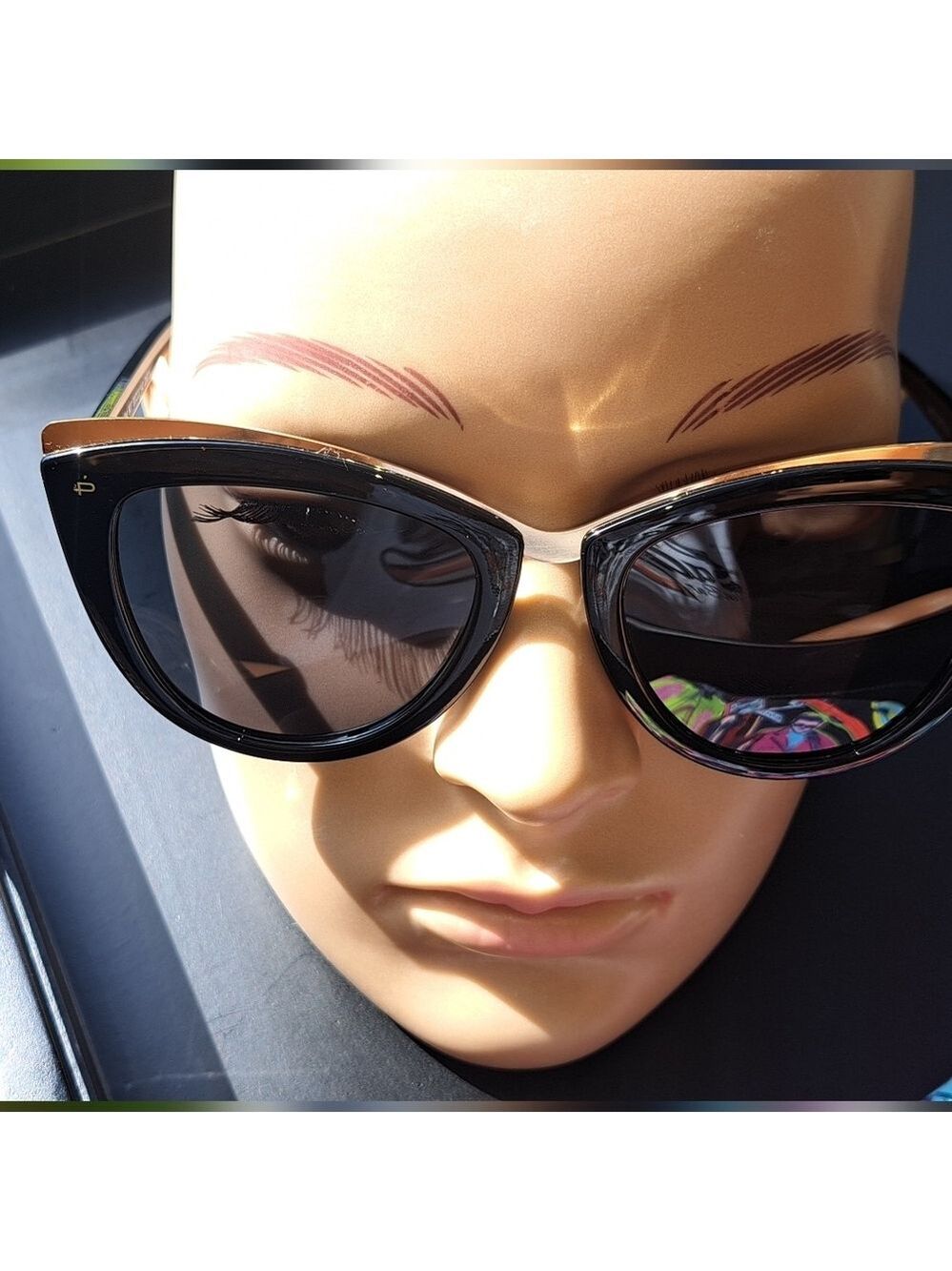 Prive Revaux The Juliette Cat Eye Sunglasses. Black Frames Gold tone Accent. - Picture 2 of 16